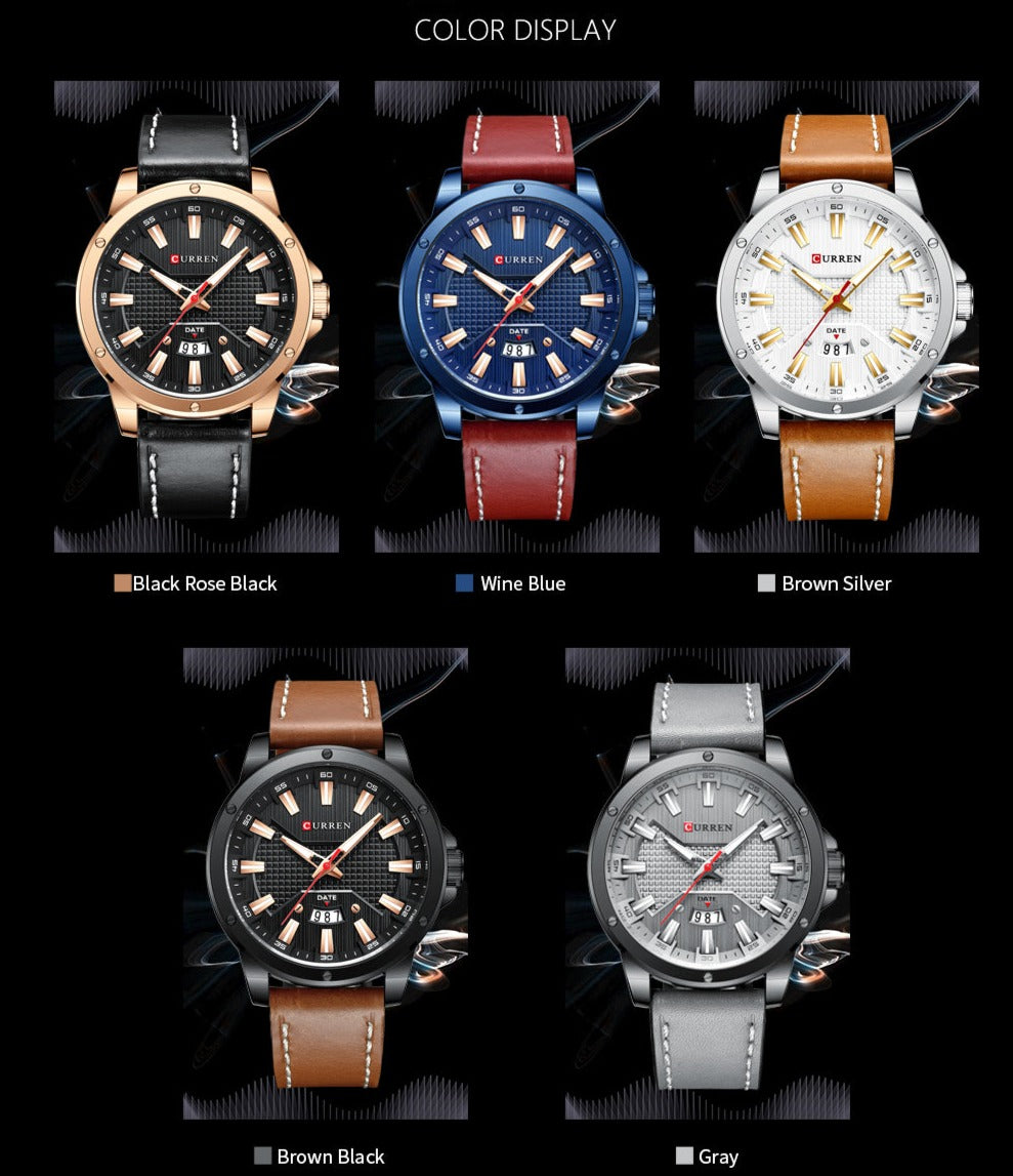 ساعة يد رجالية رياضية جلدية كوارتز-فرست ديلز-firstdailydeals