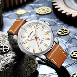 ساعة يد رجالية رياضية جلدية كوارتز