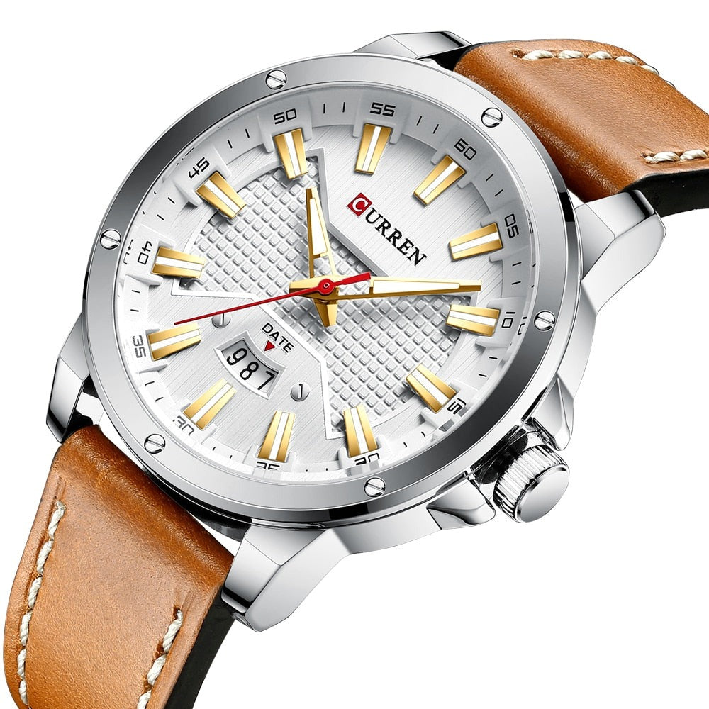 ساعة يد رجالية رياضية جلدية كوارتز - فرست ديلز FirstDailyDeals